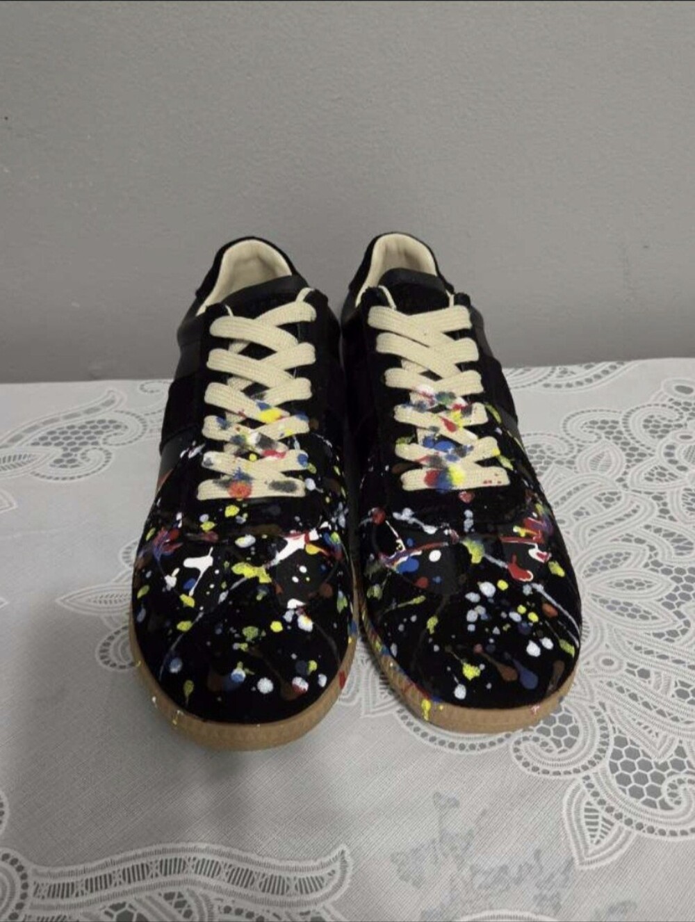 Maison Margiela Replica Paint Splatter Leather Sneakers – Black (EU 43 / US 10)